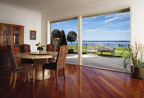 room in a house with solar films on windows